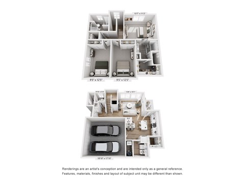 Floor plan for 3 beds, 2.5 baths, 1718 sqft